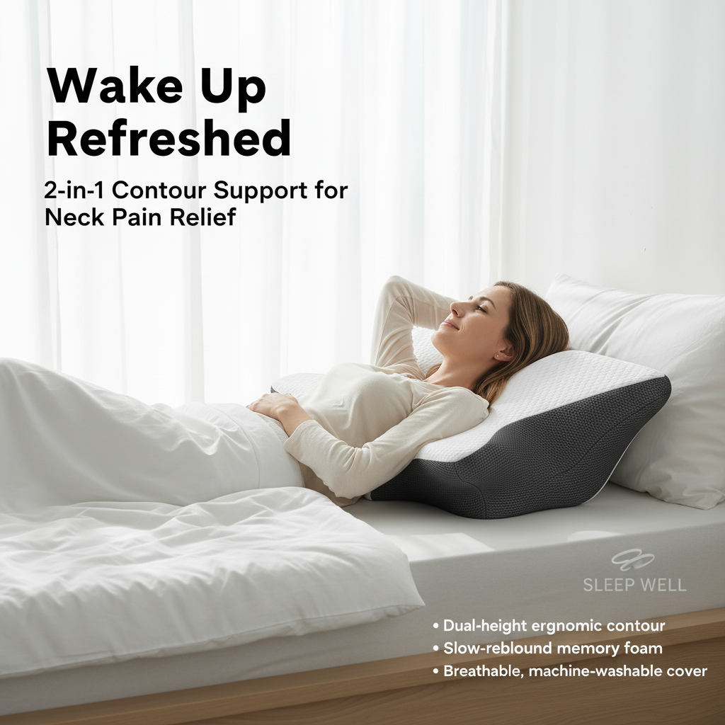 Orthopedic Memory Foam Neck Pillow for Sleep and Support